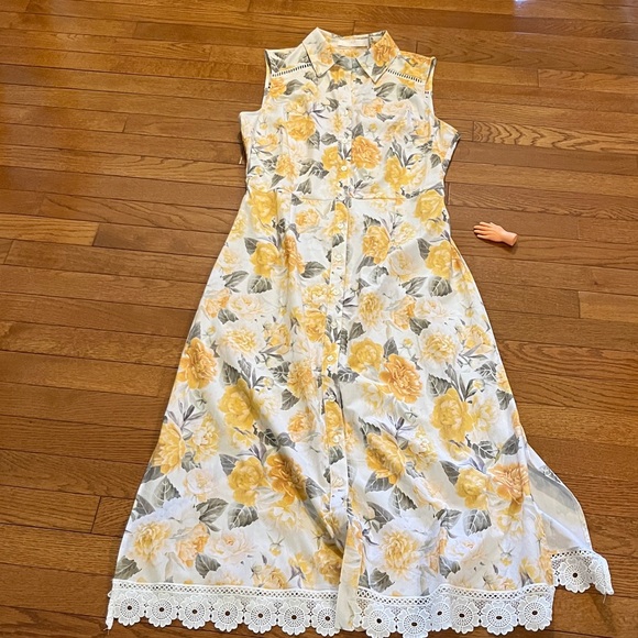 NWT Rachel Parcell Yellow Floral Midi Dress - Picture 6 of 16